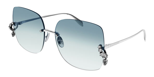 Alexander McQueen AM0390S 003 Square Silver Sunglasses  display picture 1