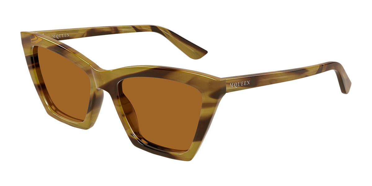 Alexander McQueen AM0536S 006 54 Sk&ouml;ldpaddem&ouml;nstradeshell Solglas&ouml;gon Kvinna
