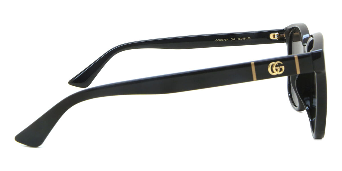 Gucci GG0636SK Asian Fit 001 Square Shiny Black Sunglasses