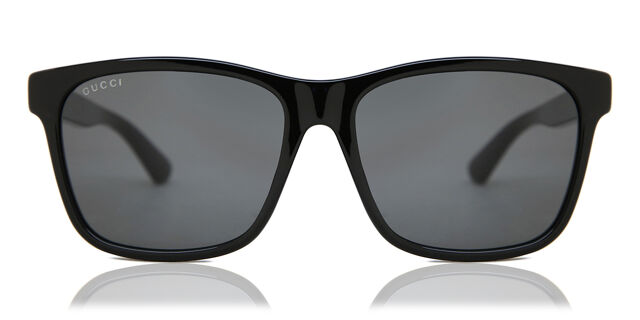Gucci GG0746SA Asian Fit 001 Square Shiny Black Sunglasses 