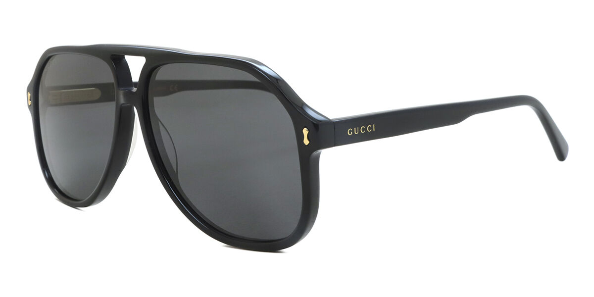 Gucci GG1042S 001 Pilot Shiny Black Sunglasses | SmartBuyGlasses US