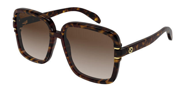 Gucci GG1066S 002 Butterfly Shiny Dark Havana Sunglasses  display picture 2