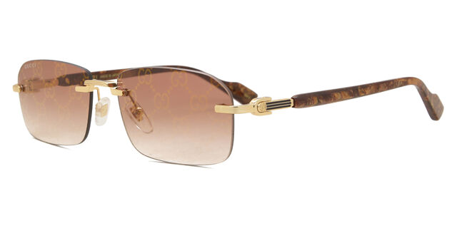 Gucci GG1221S 004 Rectangle Gold Sunglasses | SmartBuyGlasses US display picture 1