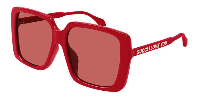 Gucci GG0567SAN Asian Fit 005 Square Red Sunglasses  display picture 3