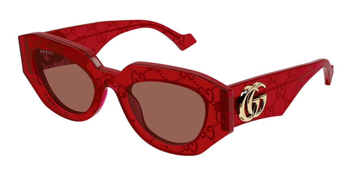 サングラス GUCCI Gucci - GG1421S - 006 red red brown Gucci GG1421S 006 Red Sunglasses for Woman – LookerOnline