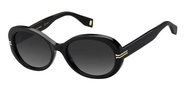 Marc Jacobs MJ 1013/S 807/9O Oval Shiny Black Sunglasses 