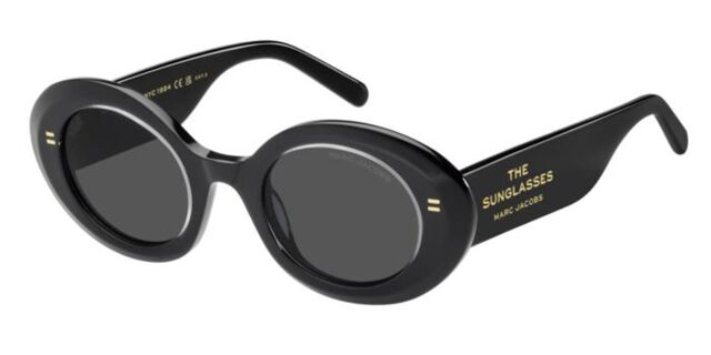 Marc Jacobs Black Oval Sunglasses Marc Jacobs MJ 1013/S 807/9O Oval Shiny Black Sunglasses  main image 3