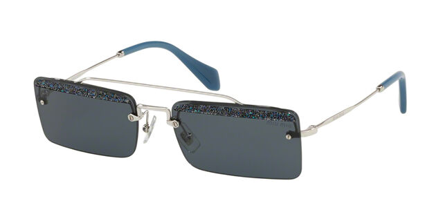 Miu Miu MU59TS KJT2K1 Rectangle Silver Sunglasses 