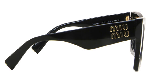 Miu Miu black sunglasses featuring elegant gold accents Miu Miu MU 02YS Shiny Black, Gold Prescription Sunglasses  main image 2