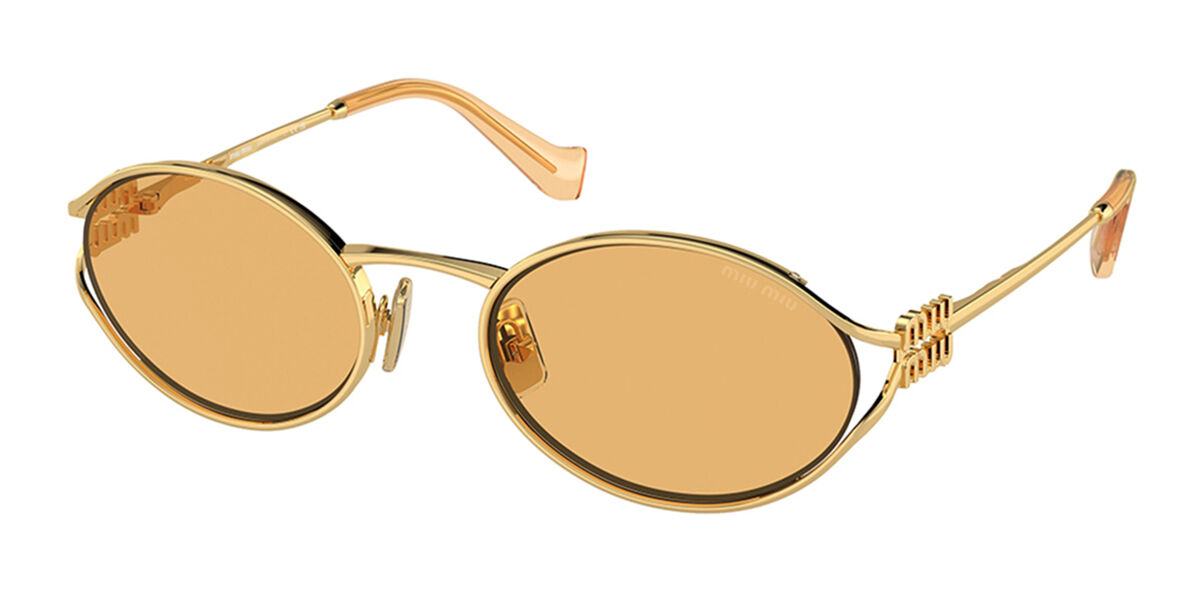 Miu Miu Sunglasses MU50SS ZVN1C0 Pale Gold Light Brown Mirror Gold –  Discounted Sunglasses