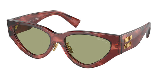Miu Miu Burgundy Cat-Eye Sunglasses Miu Miu MU02ZS 12Q60D Cat Eye Transparent Striped Burgundy  main image 4