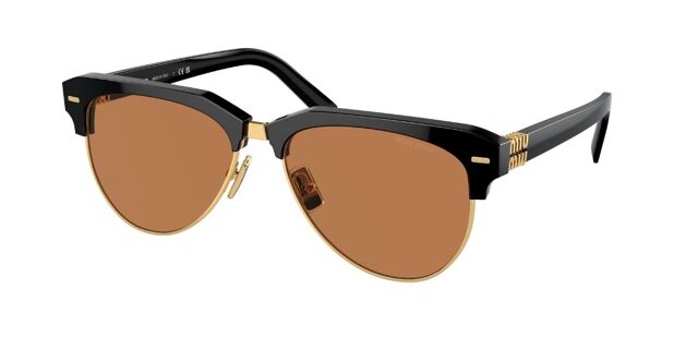 Miu Miu MU09ZS 1AB2Z1 Browline Black/Gold Sunglasses  display picture 1