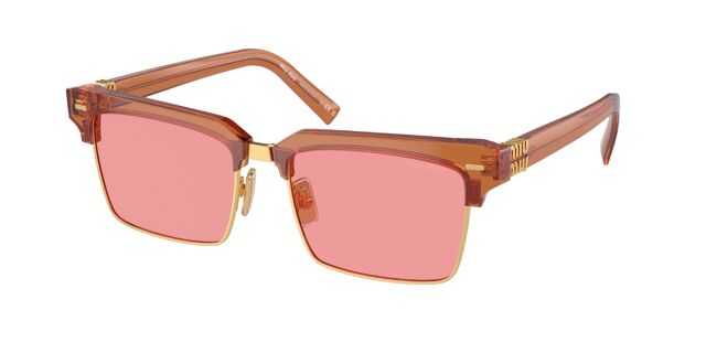 Miu Miu Browline Sunglasses Miu Miu MU09ZS 15T8K1 Browline Transparent Caramel Brown  main image 2