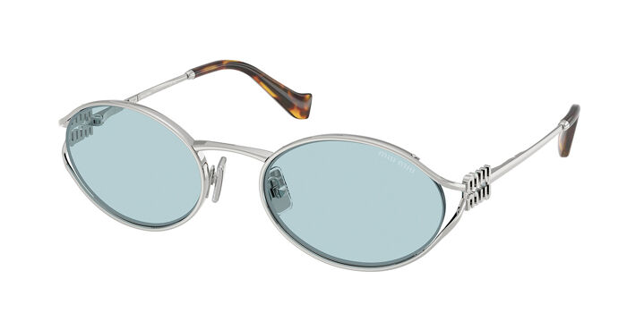 Miu Miu MU59TS Rimless Sunglasses in Blue Miu Miu MU59TS KJT2K1 Rectangle Silver Sunglasses  main image 4