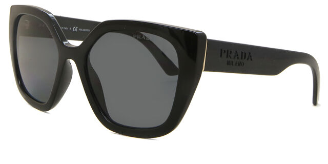 Prada PR 24XS Polarized 1AB5Z1 Cat Eye Black Sunglasses 