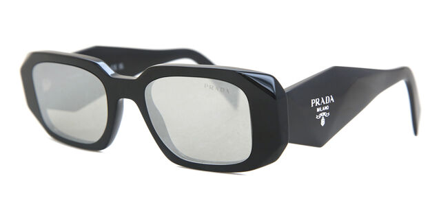 Prada™ PR 17WS 1AB2B0 49 - Black NEW Prada Black Rectangle Sunglasses, Dark Grey Lenses PR  main image 3
