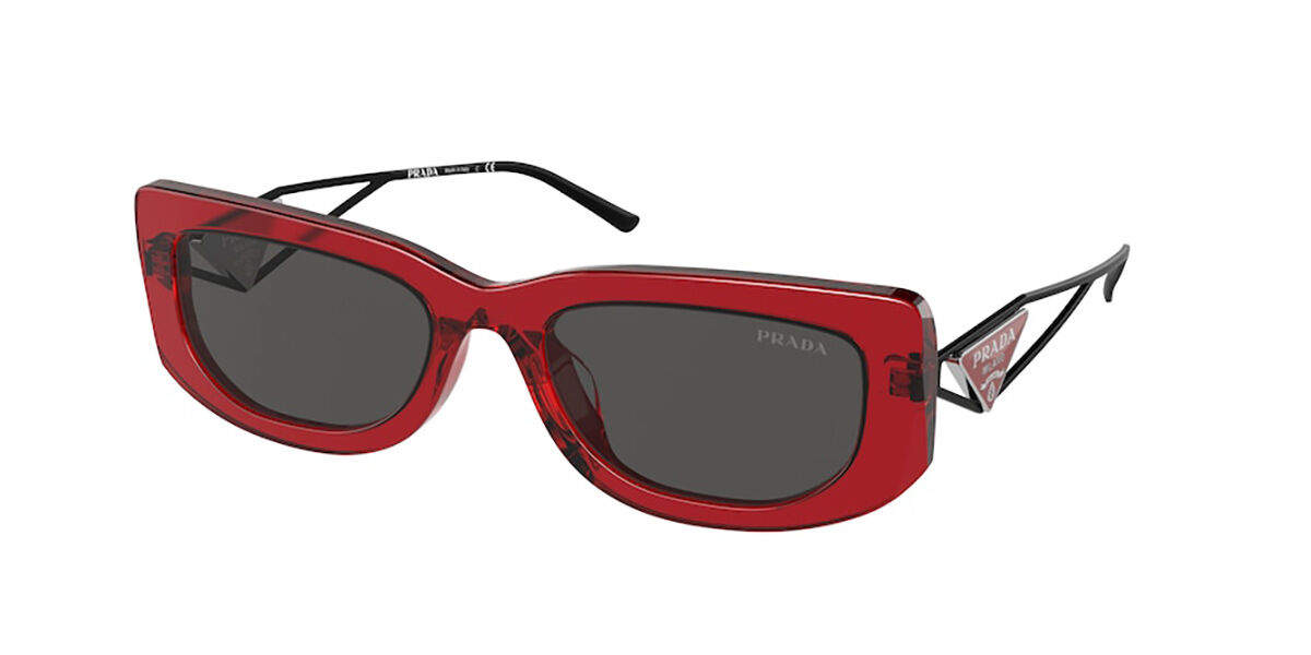 Prada PR 14YS 08Z5S0 Sunglasses Transparent Red | VisionDirect Australia