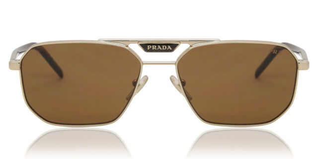 Prada polarized gold Aviator Sunglasses NIB Prada Polarized SPR63X ZNV03R Gold Aviator Metal  main image 3