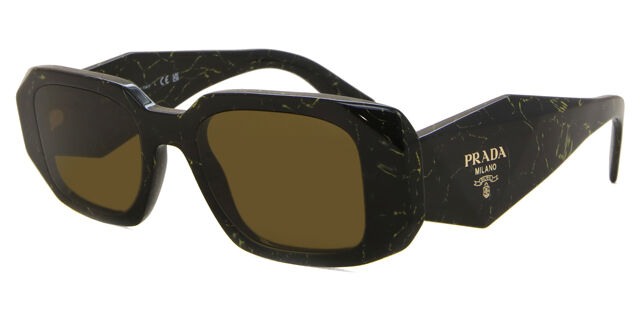 Prada PR 17WS Asian Fit 19D01T Sunglasses Black Yellow Marble 