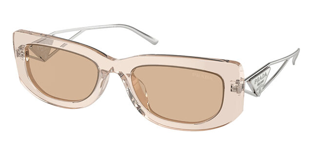 Prada PR 14YS 19M4I2 Rectangle Transparent Beige Sunglasses 