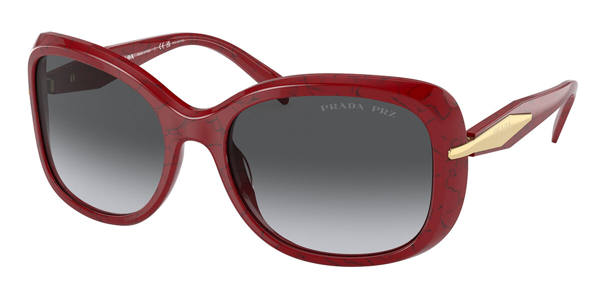 Prada PR 04ZSF Asian Fit Polarized 15D5W1 Rote Damen Sonnenbrillen