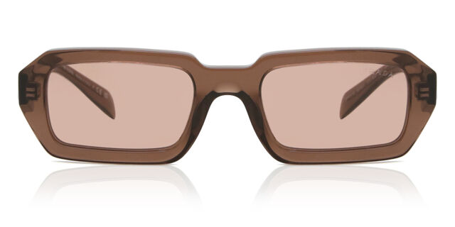 Prada PR A12S 17O60B Rectangle Transparent Brown Sunglasses  display picture 2
