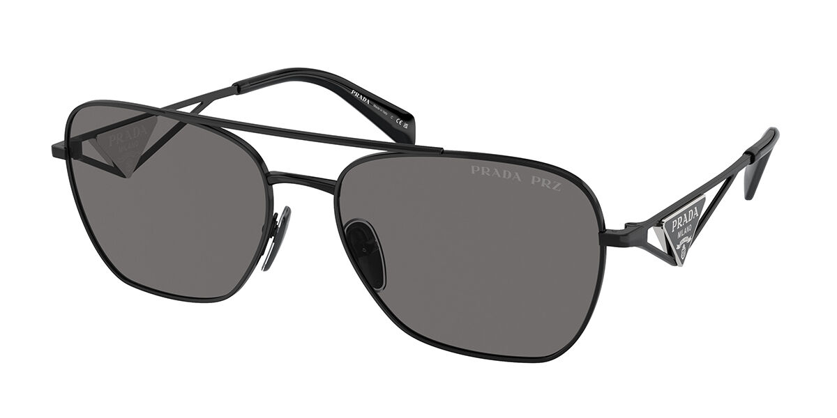 Photos - Sunglasses Prada PR A50S Polarized 1AB5Z1 Women’s  Black Size 59 
