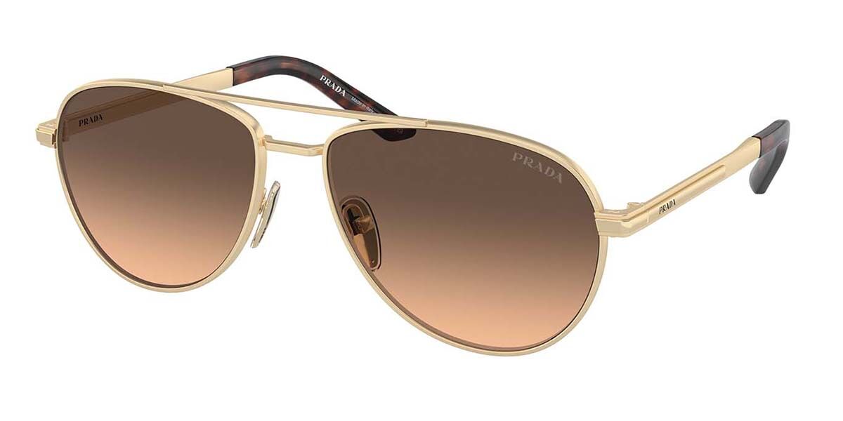 Photos - Sunglasses Prada PR A54S VAF50C Men's  Gold Size 60 