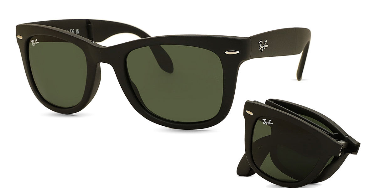 Photos - Sunglasses Ray-Ban RB4105 Wayfarer Folding 601S Men's Black Size 54