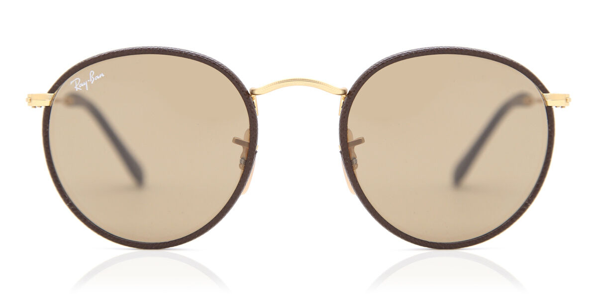 Ray-Ban RB3475Q Round Craft 112/53 Sunglasses Matte Arista Gold/Brown  Leather | SmartBuyGlasses UK
