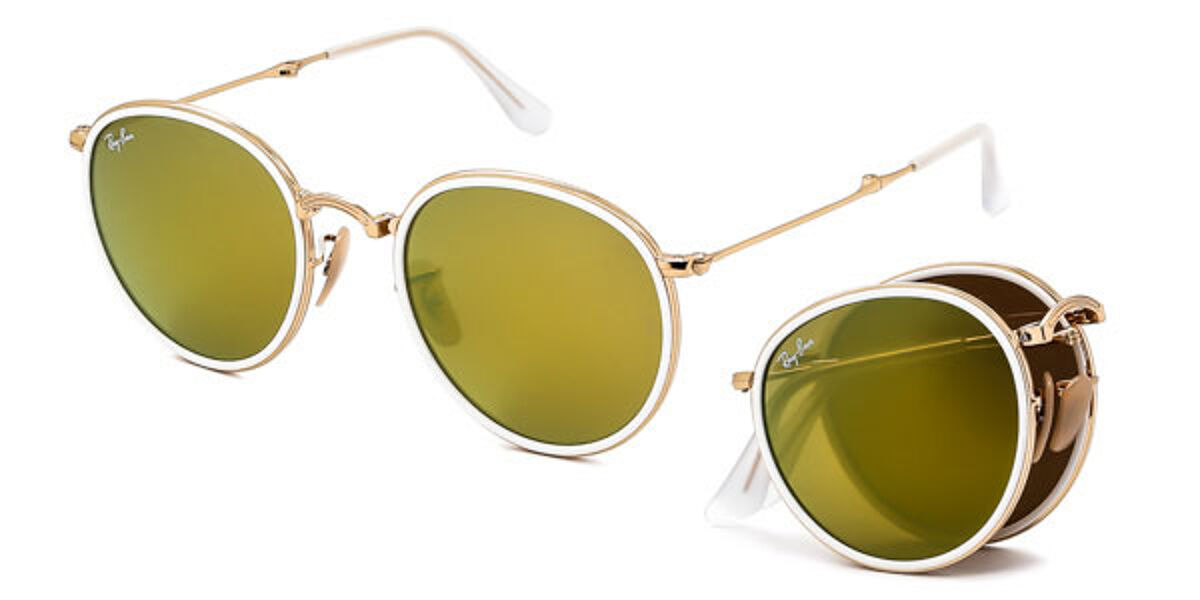 Tact spray Sandy Ray-Ban RB3517 Round Folding 001/93 Sunglasses in Gold | SmartBuyGlasses USA