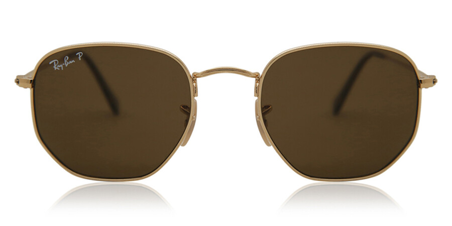 Ray-Ban RB3548N Hexagonal Metal Flat Lenses Polarized 001/57 Sunglasses in  Gold | SmartBuyGlasses USA