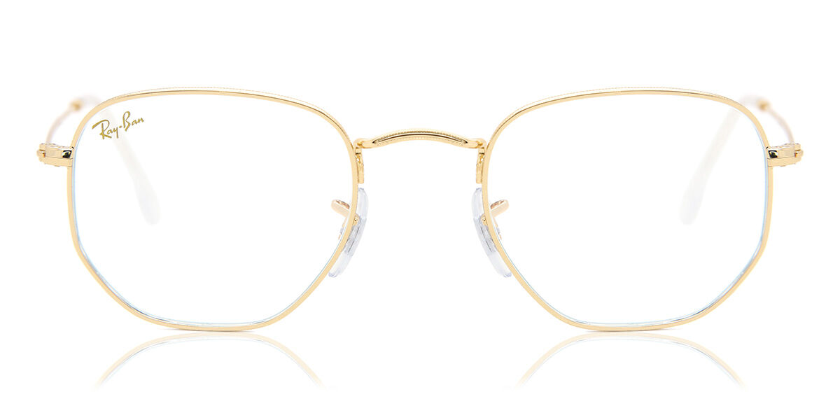 Photos - Glasses & Contact Lenses Ray-Ban RB3548 Blue-Light Block 9196BF Men's Glasses Gold Size 54 
