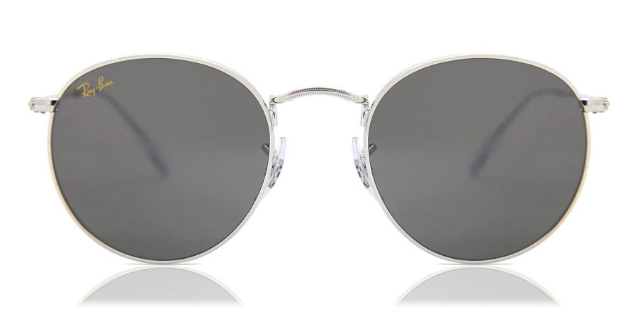Ray-Ban RB3447 Round Metal 9198B1 Sunglasses Silver | SmartBuyGlasses UK
