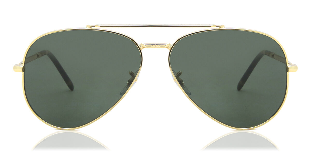 Photos - Sunglasses Ray-Ban RB3625 New Aviator 919631 Men's  Gold Size 58 