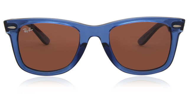 Rayban with case Amber lens and navy blue temple sides Ray-Ban RB2242F WAYFARER OVAL Sunglasses - main image 4