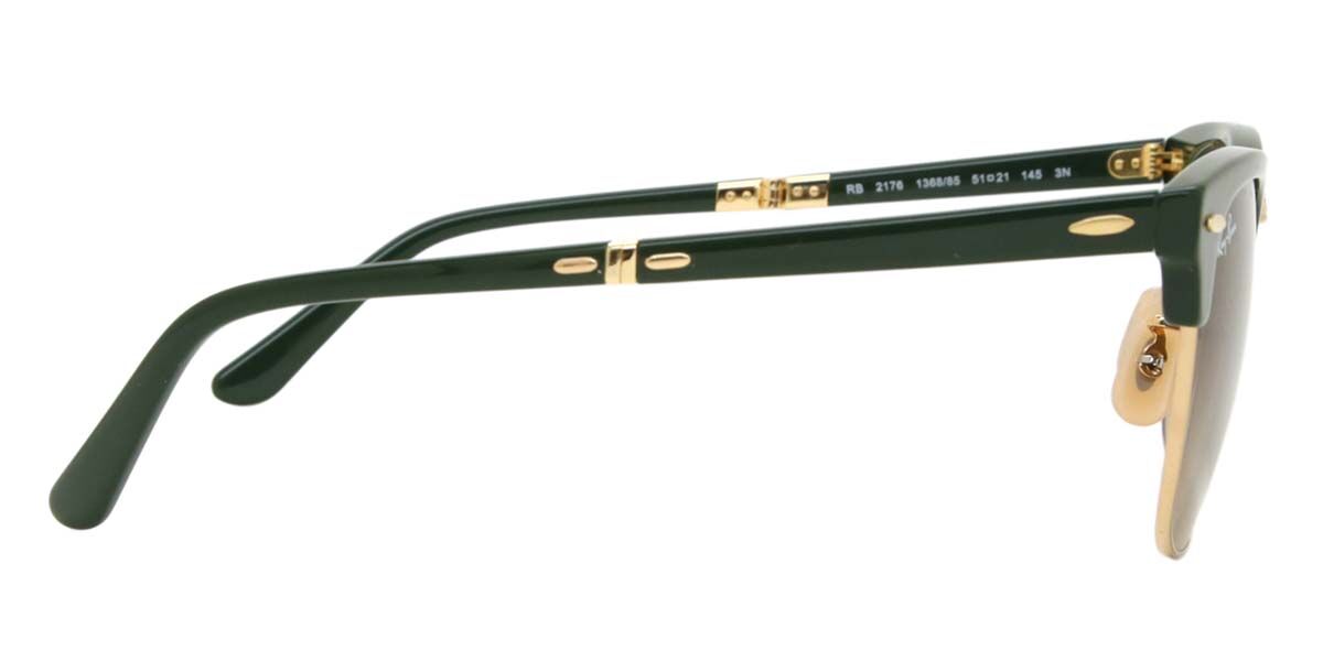 Ray-Ban クラシック サングラス ブラウン/グリーンRB2176 NEW CLUBMASTER Sunglasses in Green On Gold and Silver/Green