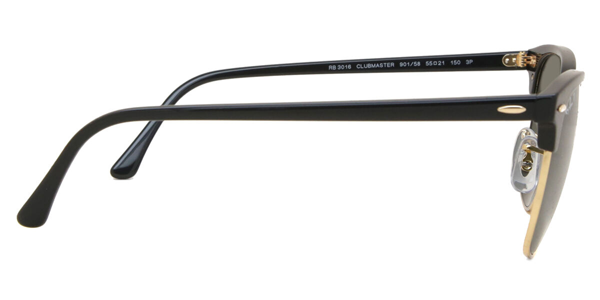 RB3016 Clubmaster Asian Fit Polarized サングラス Black on Gold
