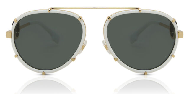 Versace White Gold Two Tone Sunglasses Unisex Versace VE2232 XXL (61 - 18) with Grey lenses and White  main image 4