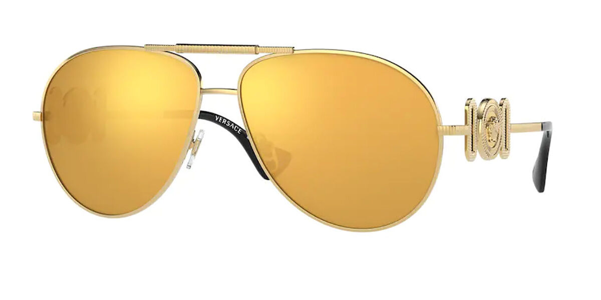 Photos - Sunglasses Versace VE2249 Polarized 10027P Men's  Gold Size 65 