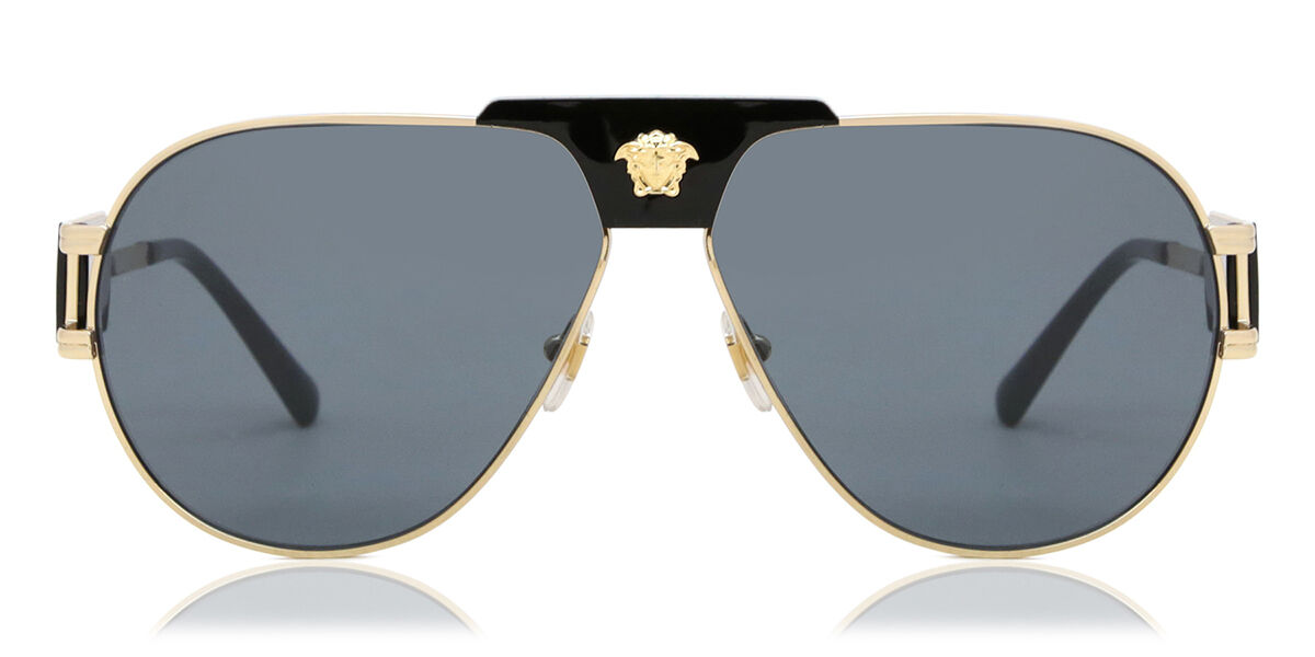 Photos - Sunglasses Versace VE2252 Asian Fit 100287 Men's  Gold Size 63 