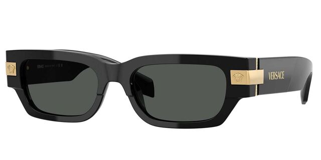 Authentic Versace Black Sunglasses with Gold Accents Damier Plaque Sunglasses Black,Gold | VERSACE US main image 2