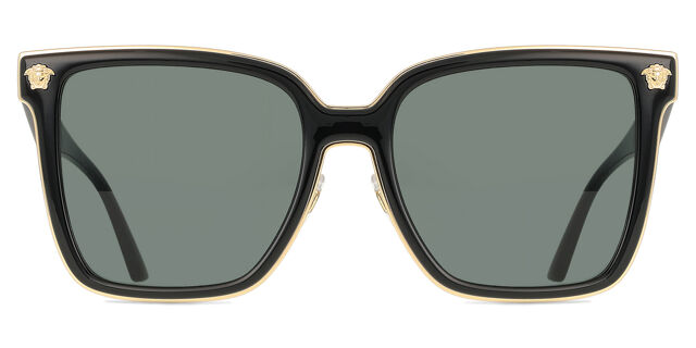 Versace VE2278D GB1/87 Square Sunglasses - Black/Gold/Grey VERSACE VE2278D GB1 87 Black Grey Women main image 4