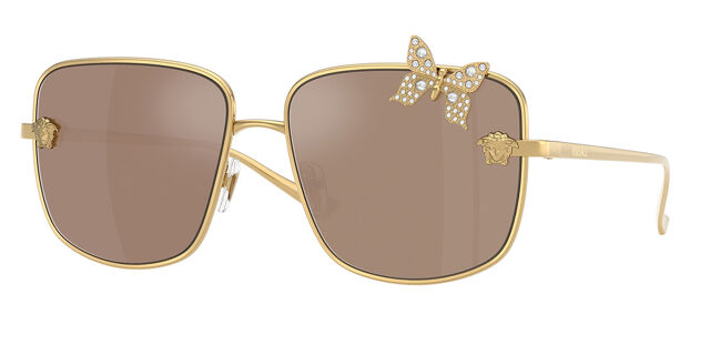 Versace VE2282 Gold Square Metal Sunglasses Versace VE2282 XL (59 - 15) with Brown lenses and Gold frame  main image 2