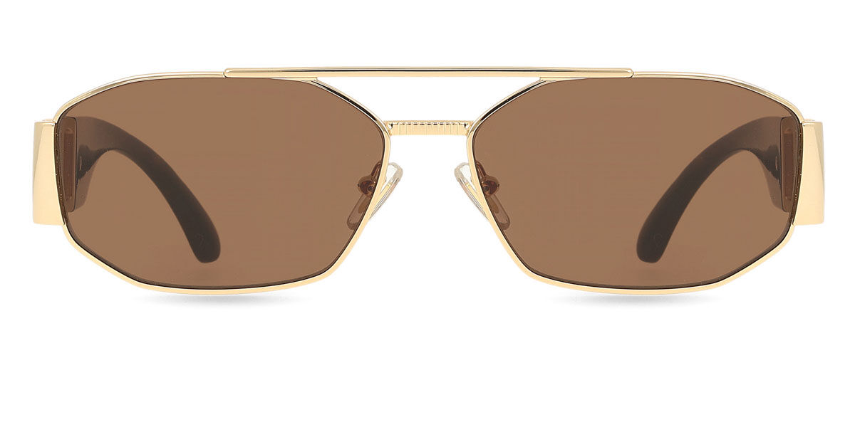 Versace Herren Braun Ve2287 100273 Sonnenbrillen Metall Gold Geometrisch Normal - Bild 3