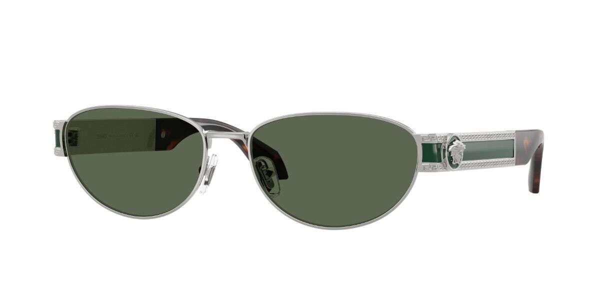 Versace Sunglasses 56mm in Silver with Dark Green Lenses