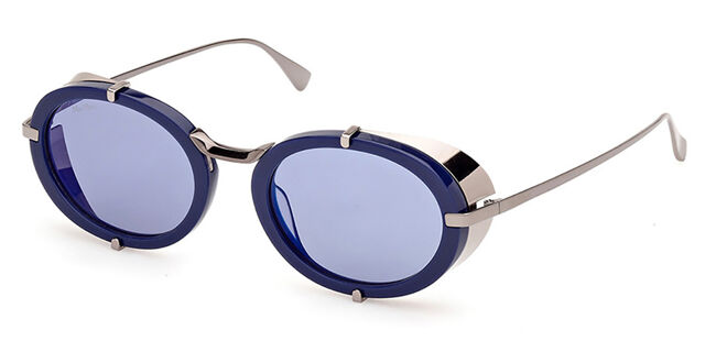 Max Mara MM0103 SELMA 90X Oval Shiny Blue/Silver Sunglasses  display picture 3