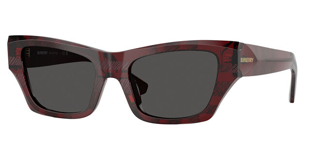 Burberry BE4441U 411587 Cat Eye Checkered Red Sunglasses  display picture 3