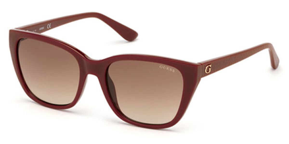 Guess GU7538 66F 54 Occhiali Da Sole – Made In Italy, Rosso Lucido/Marrone Gradiente, Unisex