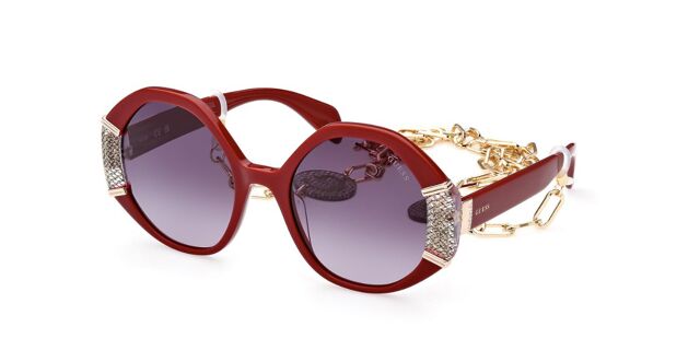 Guess GU7874 69B Geometric Shiny Burgundy Sunglasses  display picture 1